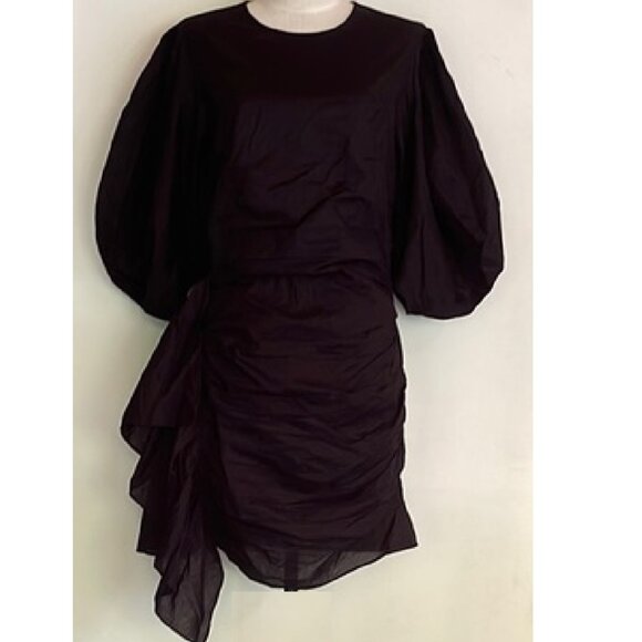 RHODE PIA SHIRRED MINI DRESS IN BLACK SIZE M - Picture 2 of 5